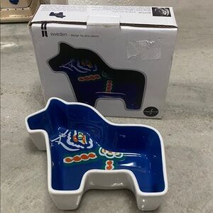 Dala Horse Ceramic Dish Sagaform Sweden Blue Ylva Olsson Design Serving Bowl